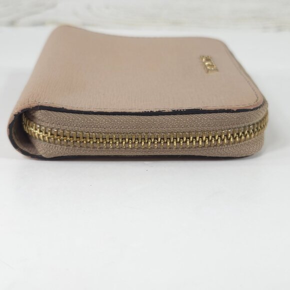 FURLA Designer Genuine Leather ZIP-AROUND Wallet Beige Cream Gold Tone Hardware. - Picture 9 of 16